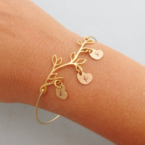Mom Family Tree Bracelet with Initial Charms