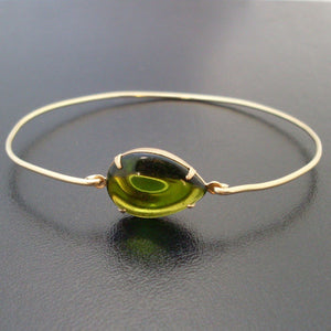 Translucent Green Glass Teardrop Bracelet