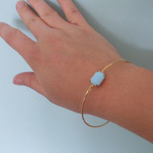 Turquoise Glass Stone Bangle Bracelet
