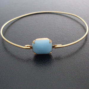 Turquoise Glass Stone Bangle Bracelet-FrostedWillow