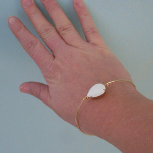Snow White Glass Stone Bangle Bracelet