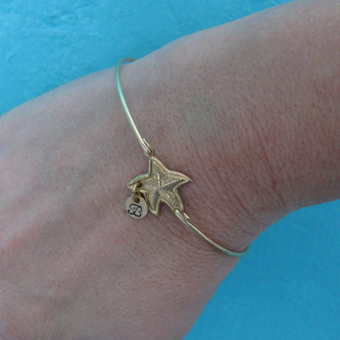 Image of Starfish - Personalized Bracelet with Initial Charm-FrostedWillow