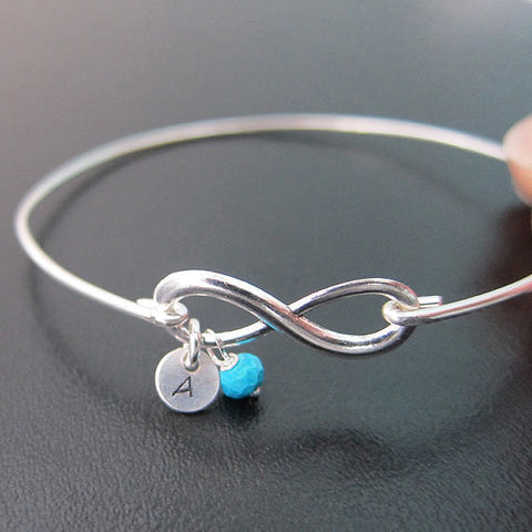 Image of Mother's Day Gift Personalized Birthstone & Initial Infinity Bracelet-FrostedWillow