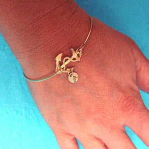 Personalized Initial Hand Staped Anchor Bracelet