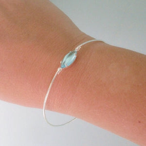 Aqua Blue Glass Stone Bracelet
