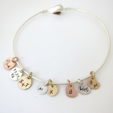 Image of Family Tree Bracelet with Initial Charms-FrostedWillow
