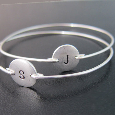 Image of Best Friends Personalized Custom Initial Bracelet Set-FrostedWillow
