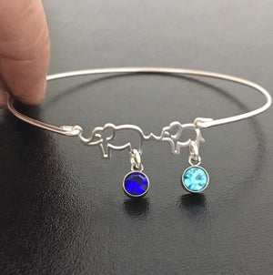 Mommy and Me Elephant Bracelet. Sterling Silver Mother and Baby Elephant Bangle-FrostedWillow