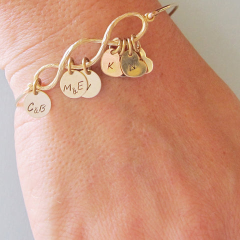 Image of 3 Generation Family Bracelet with Personalized Initial Charms-FrostedWillow