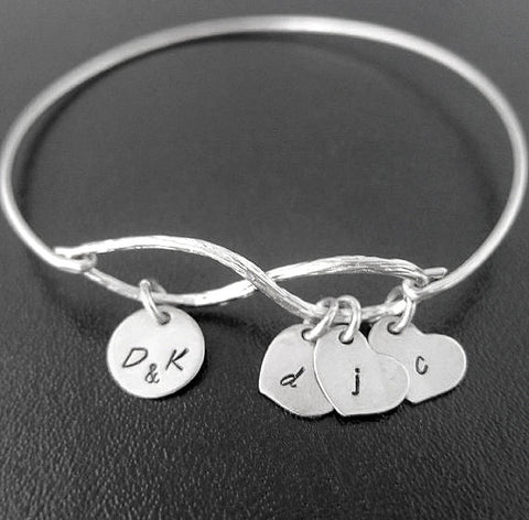 Image of Sentimental Infinity Family Bracelet with Personalized Initial Charms-FrostedWillow