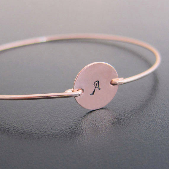 Personalized Initial Bangle Bracelet-FrostedWillow