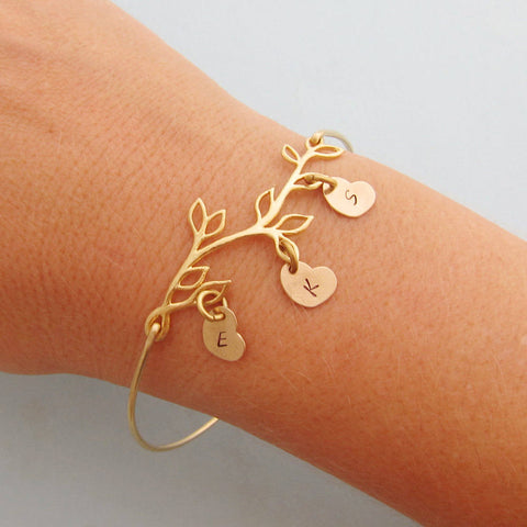 Image of Family Tree Bracelet with Initial Charms-FrostedWillow