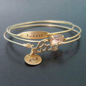 Personalized Bridal Bracelet Set