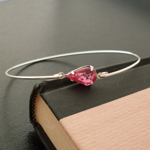 Image of Pink Rhinestone Teardrop Bracelet-FrostedWillow
