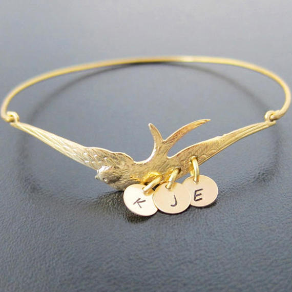 Under My Mother's Wings Personalized Initial Bracelet-FrostedWillow