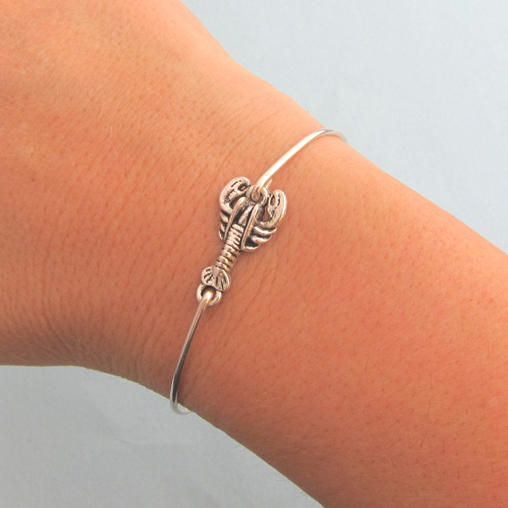 Lobster Bangle Bracelet, Ocean Life, Maine Sea Life Jewelry-FrostedWillow