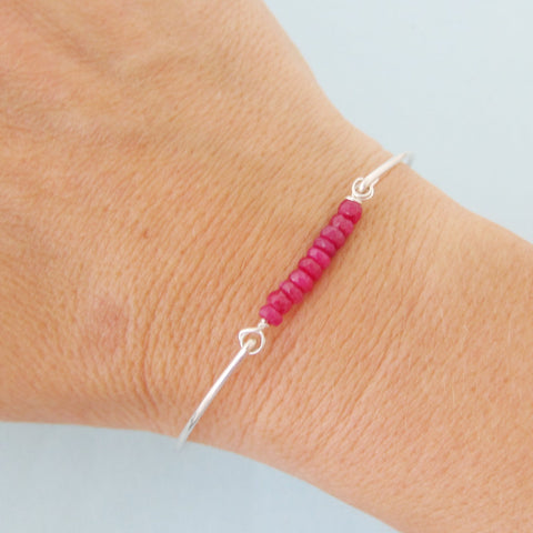 Image of Pink Ruby July Birthstone Bracelet-FrostedWillow