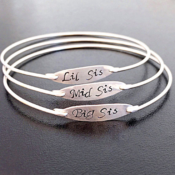 Hand Stamped Sisters Bracelet-FrostedWillow