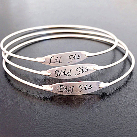 Image of Hand Stamped Sisters Bracelet-FrostedWillow