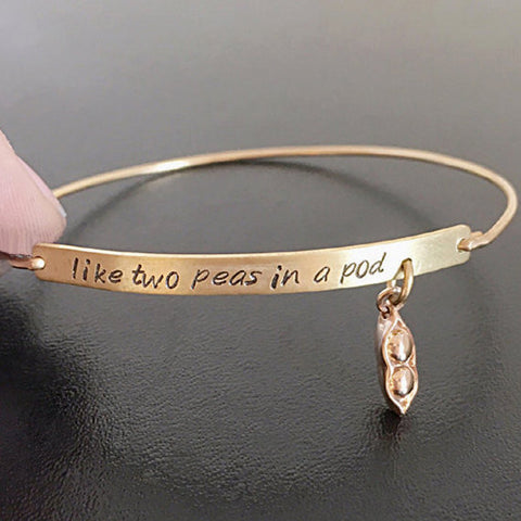 Image of Two Peas in a Pod Best Friends Bangle Bracelet Set-FrostedWillow