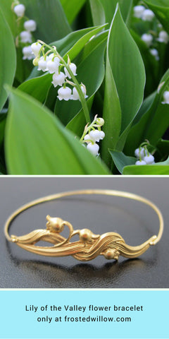 Image of Flower Lily of the Valley Bangle Bracelet-FrostedWillow