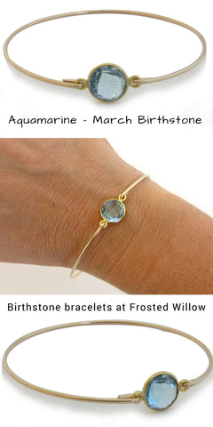March Birthstone Aquamarine Bracelet-FrostedWillow