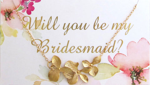 Image of Orchid Necklace & Will You Be My Bridesmaid Proposal Card-FrostedWillow