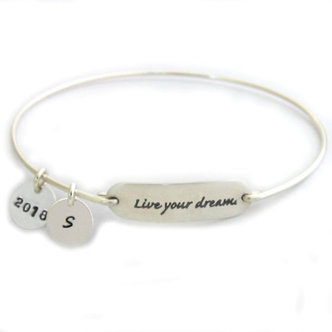 Image of Personalized Graduation Live Your Dream Bracelet-FrostedWillow