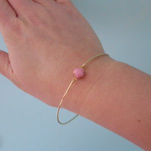 Salmon Pink Glass Stone Bracelet
