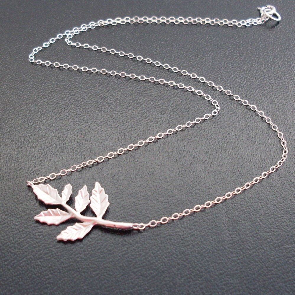 Leaf Necklace-FrostedWillow