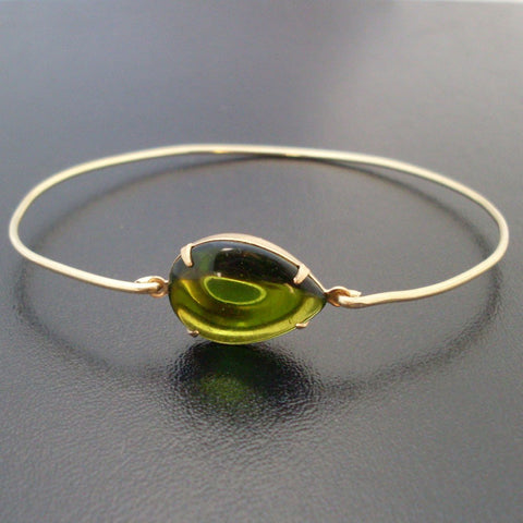 Image of Translucent Green Glass Teardrop Bracelet-FrostedWillow