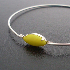 Lemon Yellow Glass Stone Bangle Bracelet-FrostedWillow