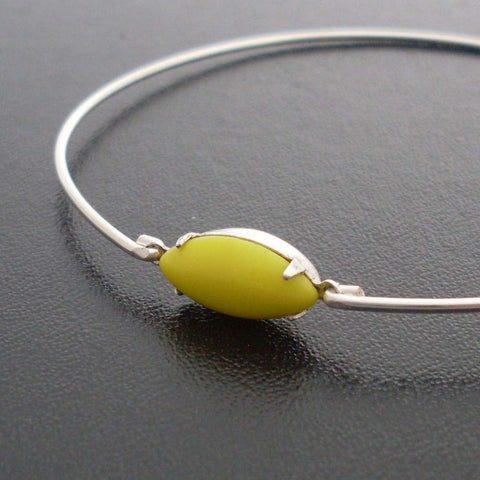 Image of Lemon Yellow Glass Stone Bangle Bracelet-FrostedWillow