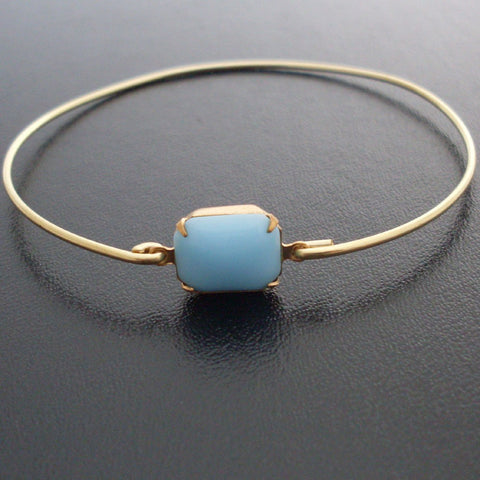 Image of Turquoise Glass Stone Bangle Bracelet-FrostedWillow
