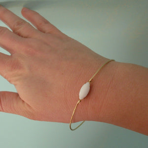 White Glass Stone Bangle Bracelet