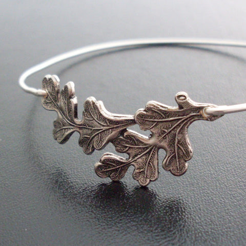 Image of Oak Leaf Bangle Bracelet-FrostedWillow