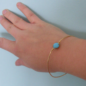Light Blue Glass Stone Bangle Bracelet