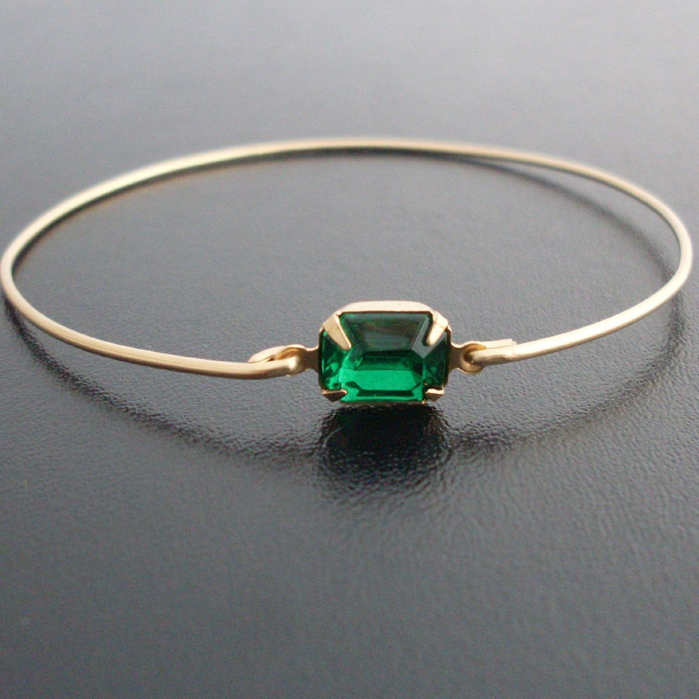 Hunter Green Faceted Glass Stone Bracelet-FrostedWillow