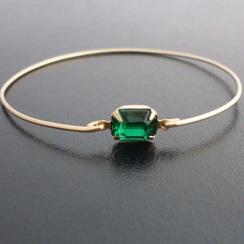 Image of Hunter Green Faceted Glass Stone Bracelet-FrostedWillow