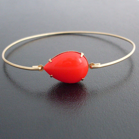 Image of Lipstick Red Glass Stone Bracelet-FrostedWillow
