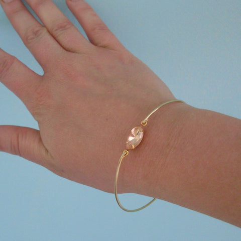 Image of Peach Glass Stone Bangle Bracelet-FrostedWillow
