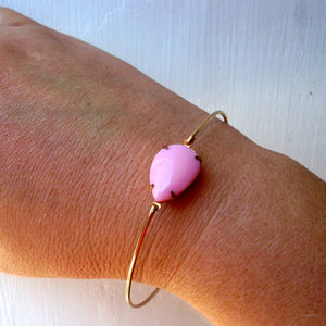 Pink Glass Stone Drop Bracelet