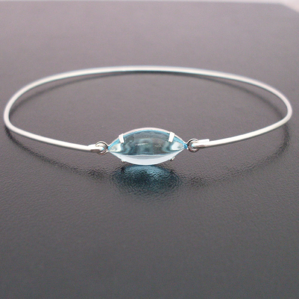 Aqua Blue Glass Stone Bracelet-FrostedWillow