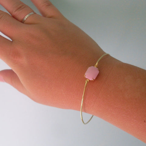 Image of Pink Glass Stone Bracelet-FrostedWillow