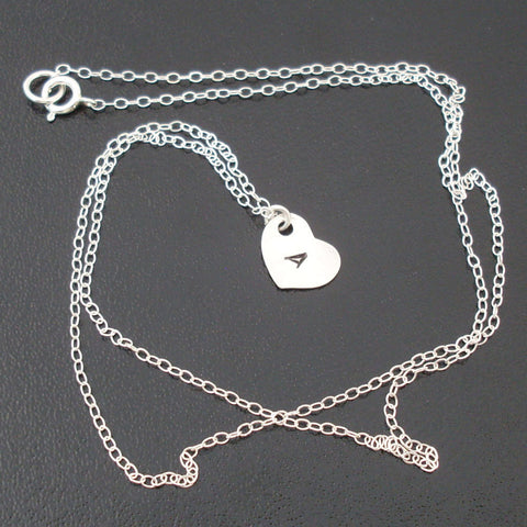 Image of Personalized Initial Heart Charm Necklace-FrostedWillow