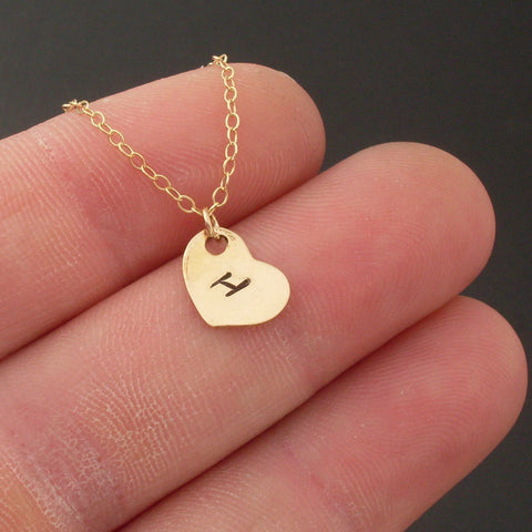 Image of Personalized Initial Heart Charm Necklace-FrostedWillow
