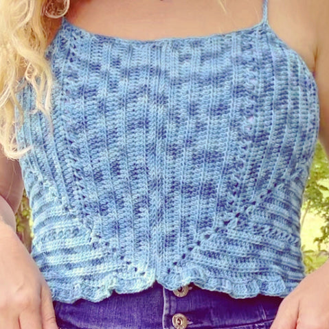 Image of Crop Top Crochet Pattern Easy Pattern DIY Summer Crochet Lightweight Crochet Intermediate  Pattern