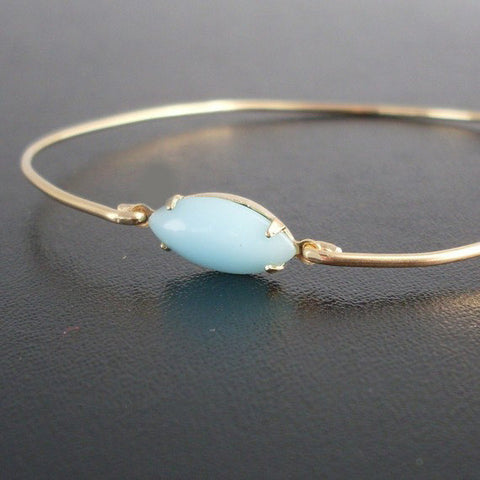 Image of Light Baby Blue Glass Stone Bracelet-FrostedWillow