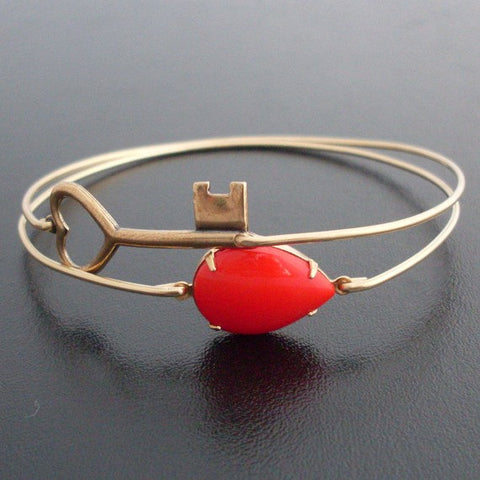 Image of Lipstick Red Glass Stone Bracelet-FrostedWillow