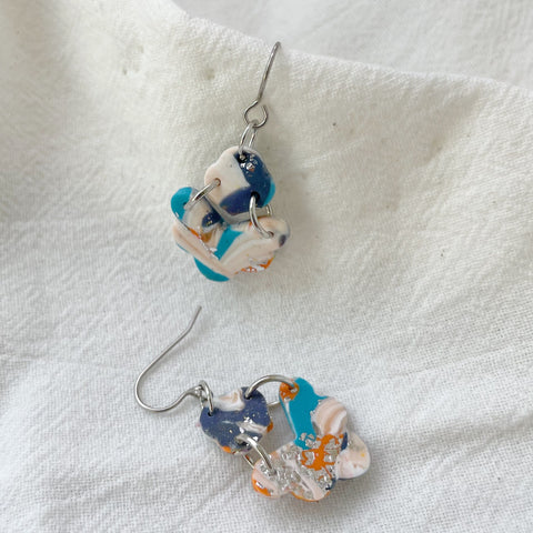 Image of Blue Sky Chandelier Earrings Lightweight Polymer Clay Earrings Silver Dangles